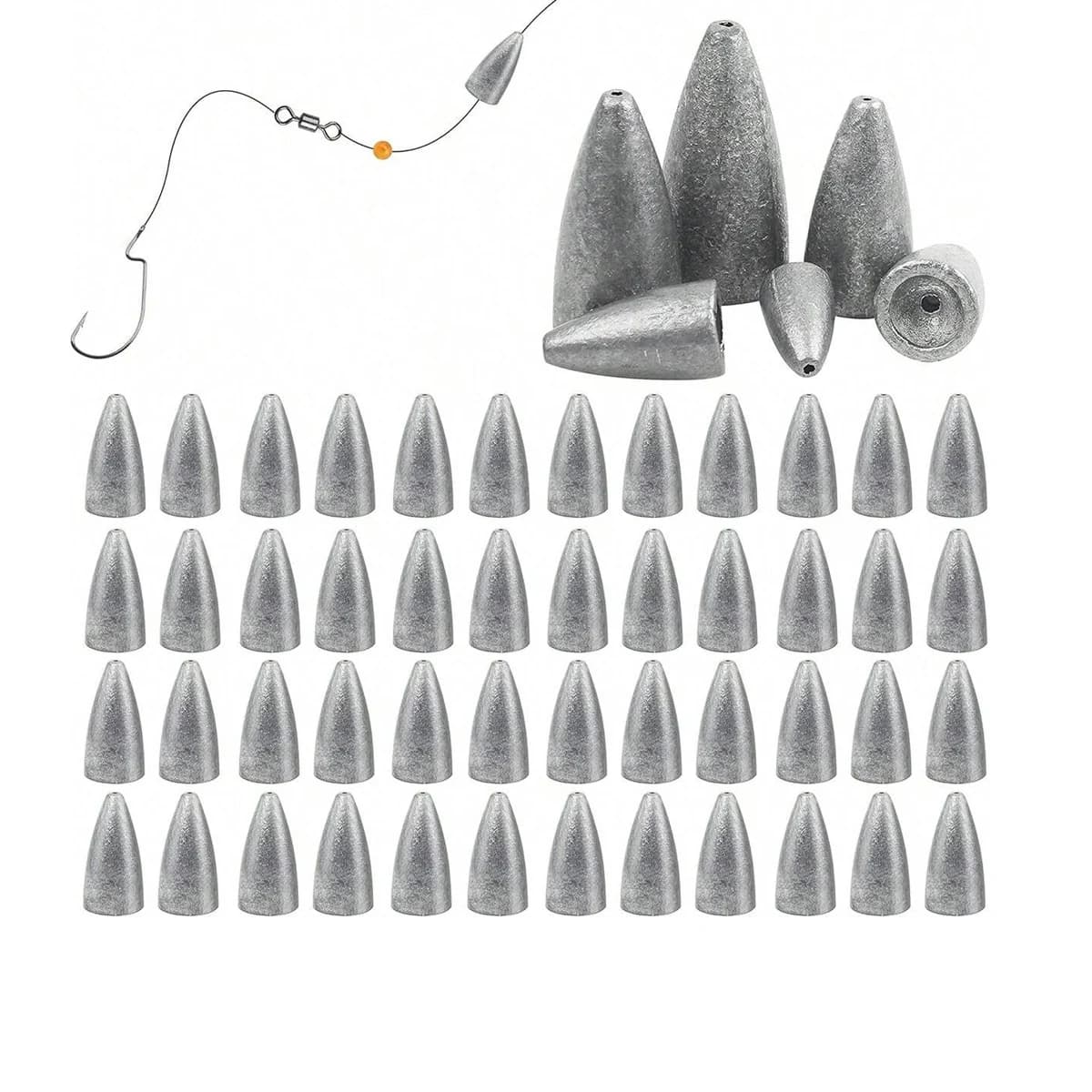 Kit plombs bullet sinker poids pour pêche basse texas rigs leurres souples colorés amorçage