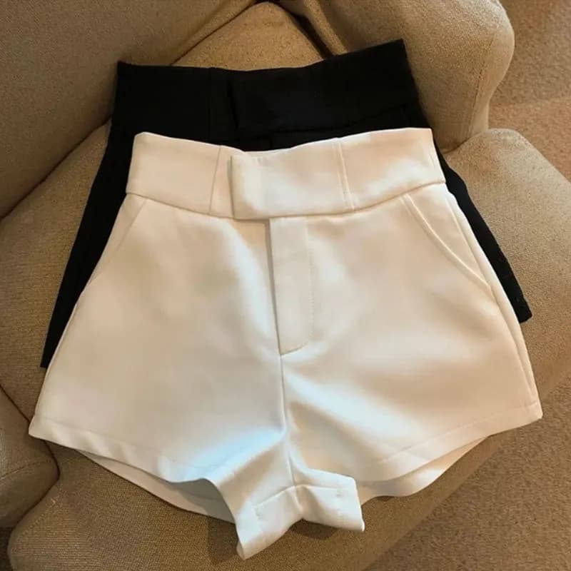 Shorts femme T2 noir style Harajuku - Coupe droite élégante et slim - Pantalon sexy été casual