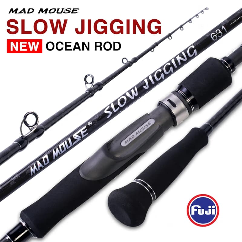Canne slow jigging MADMOUSE Full Fuji 6'3" pour jigs 80-350g - Rod boat pêche eau salée casting 15kg