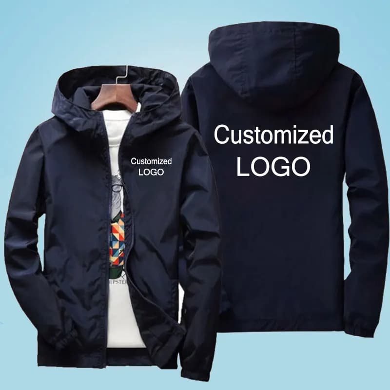 Veste légère à capuche personnalisable - Printemps automne coupe-vent décontractée pour homme