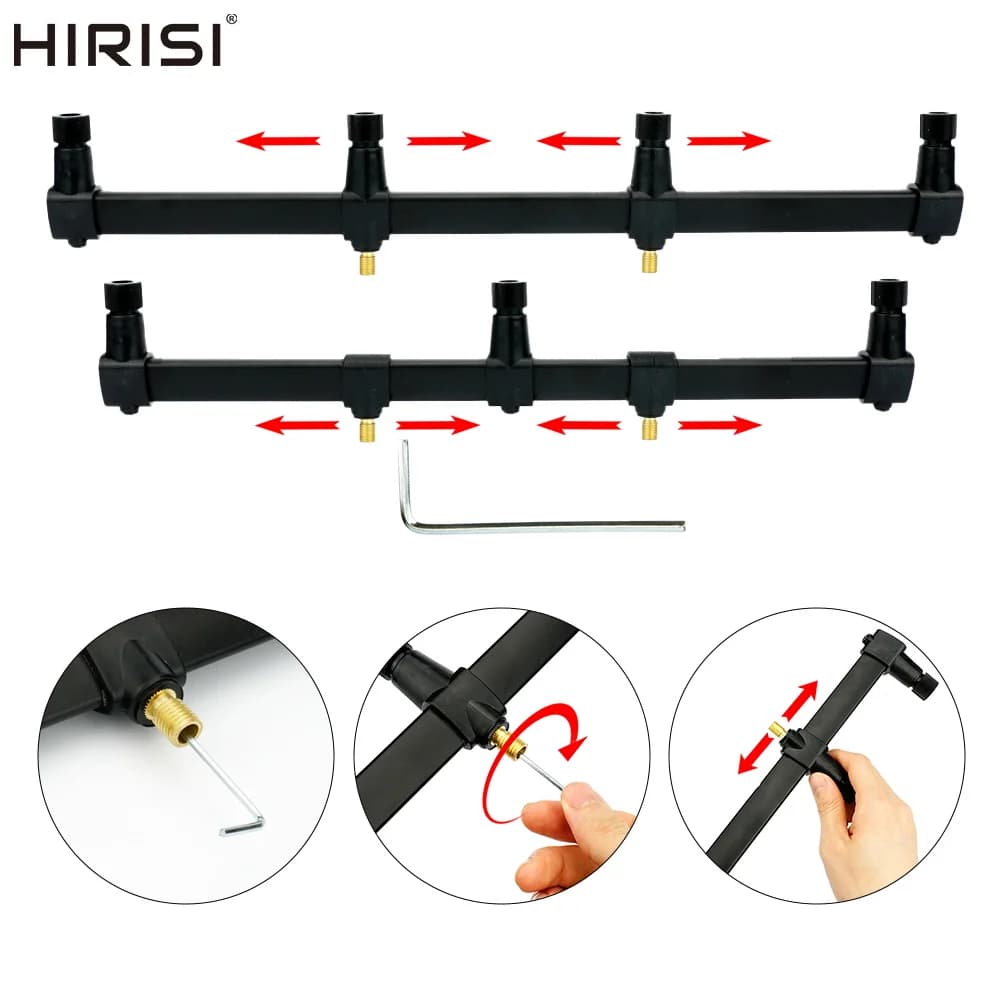 Barre buzzer aluminium Hirisi pour 3 cannes à pêche support tiges de rive accessoire carpe