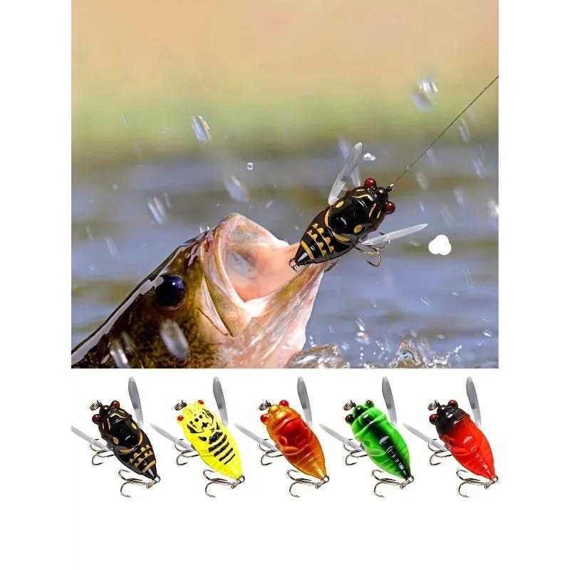 Leurre cigale 4cm/5.5g avec yeux 3D holographiques - Appât dur pour pêche au bar et carnassiers en eau douce