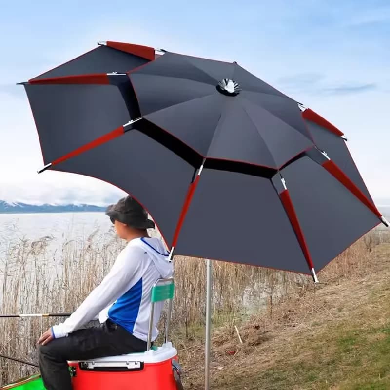 Parapluie de pêche anti-UV 360° ajustable imperméable grand format pour camping et extérieur