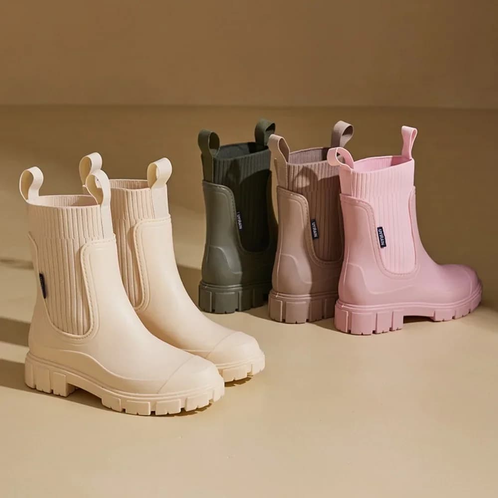 Bottes de pluie femme waterproof caoutchouc élastique basse coupée antidérapantes chaussures pluie