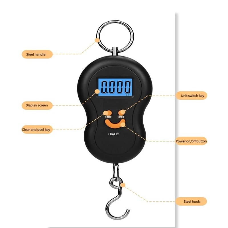 Balance numérique suspendue 50kg précision 10g avec rétroéclairage pour pêche et cuisine