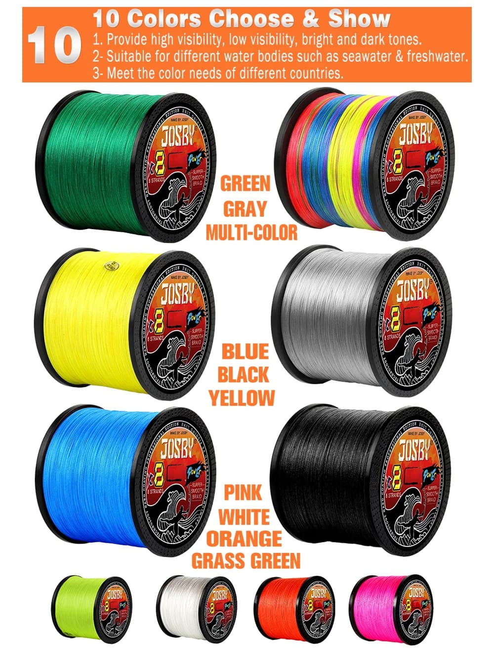 Ligne pêche tresse PE 8 brins 4 longueurs - Multifilamento spinning carpe mer eau salée extreme