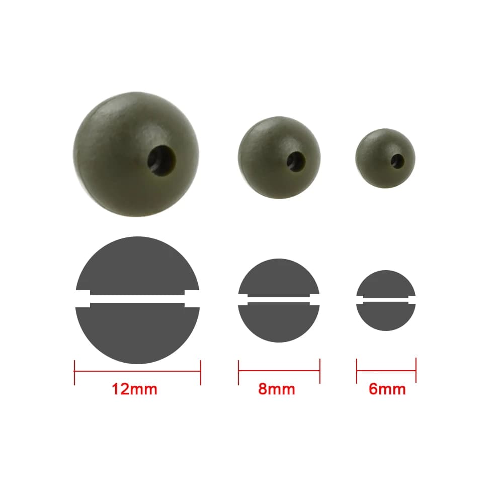 20 perles amortisseuses en caoutchouc vert pour pêche à la carpe - Perles souples AG131 pour montage