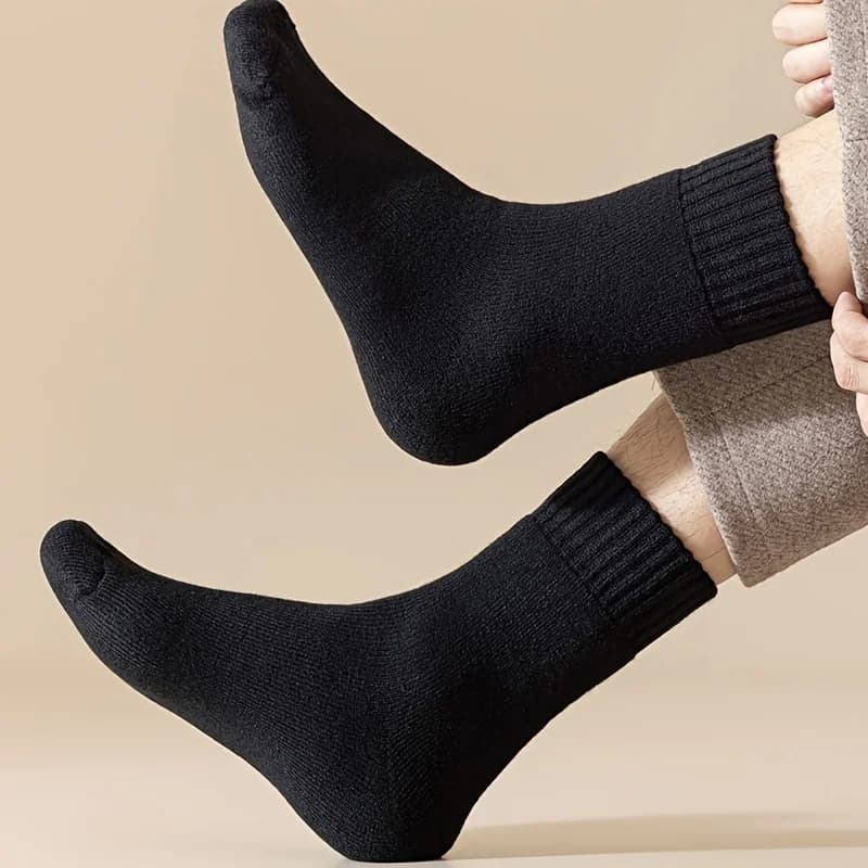 Lot 5 paires chaussettes hiver tricotées épaisses - Protection froid neige pour pêche hivernale