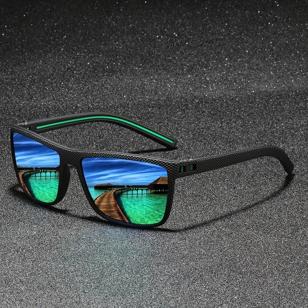 Lunettes de soleil polarisées carrées vintage avec décorations - Design unique pour pêche et conduite