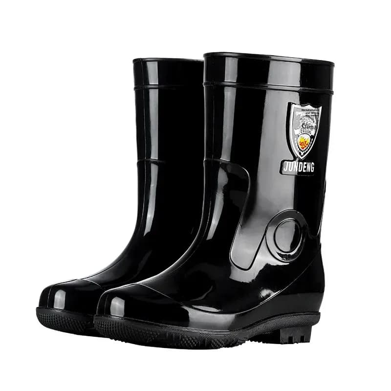 Bottes de pluie unisexes mi-hautes épaisses grande taille antidérapantes imperméables doublure polaire