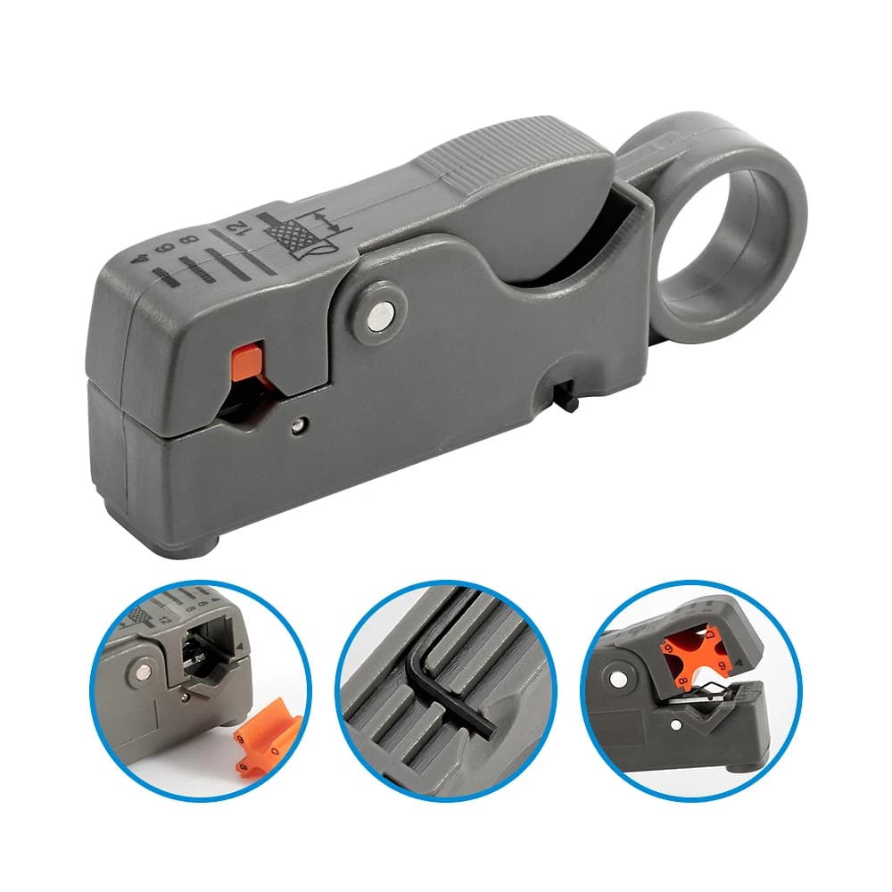 Dénudeuse câble coaxial RG6/58/59 pour pêche : outil réseau rotatif professionnel pour câbles vidéo