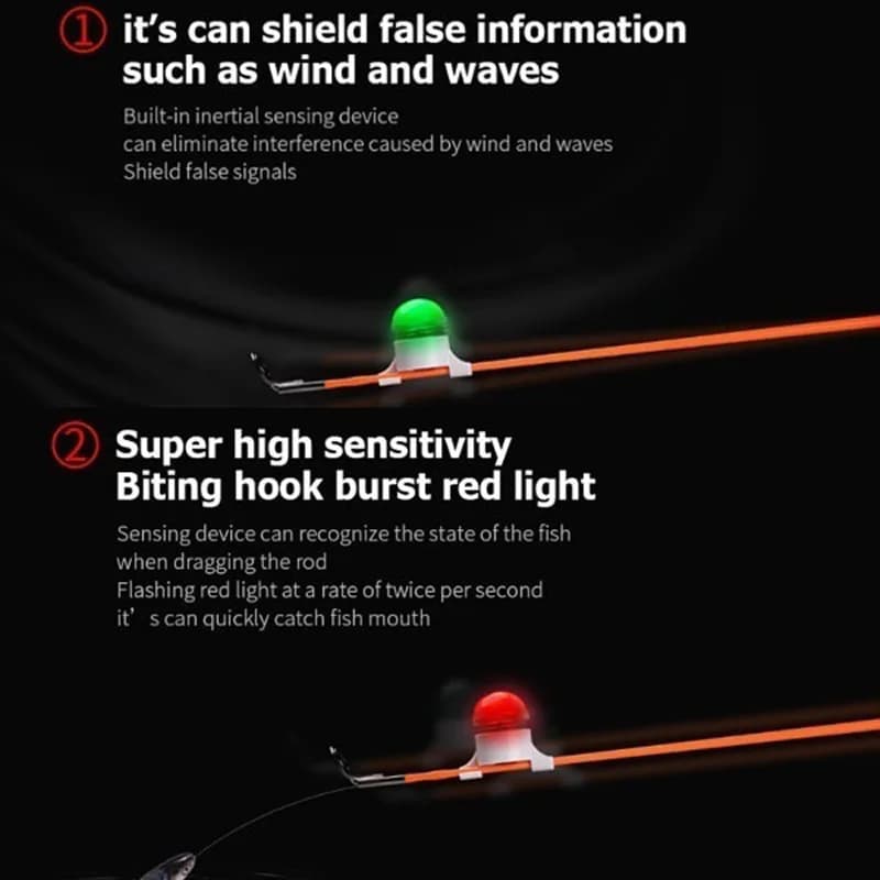 Alarme LED FLYSAND avec détection automatique pour pêche nocturne à la carpe - Accessoire avec batterie