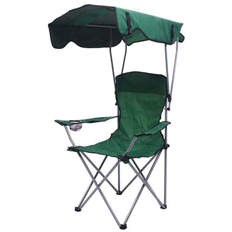 Fauteuil pêche pliable plage avec auvent - Protection solaire et anti-pluie pour camping pêche