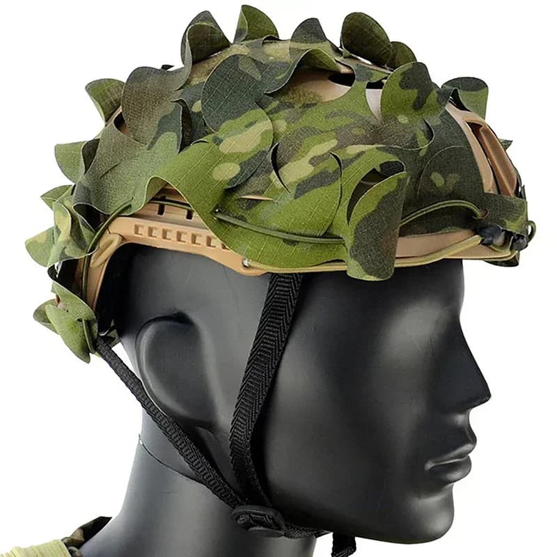Protection casque FAST 3D camouflage feuilles pêche - Housse laser cut pour chasse sous-marine