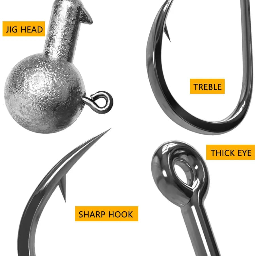 Têtes de jig round head MrLurion 30 pièces 1g-28g - hameçons pour leurres souples et crank fishing