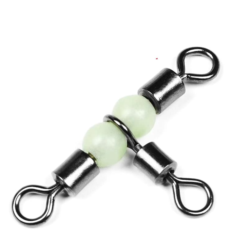 Connecteur de pêche 3 voies T-Turn en acier inoxydable avec perles lumineuses - 10/50 pièces