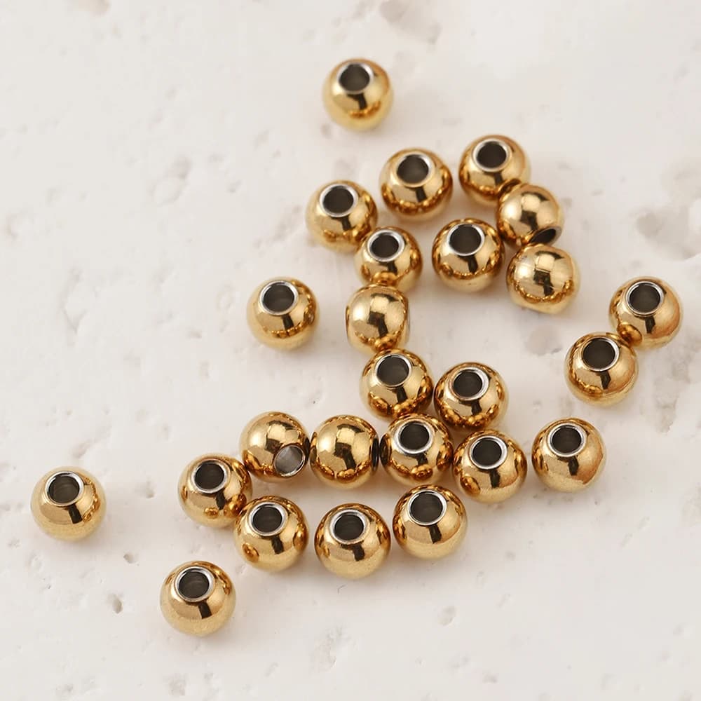 Perles inox 100 pièces 3-10mm pour création bijoux pêche - Composants bracelets DIY perles à trou