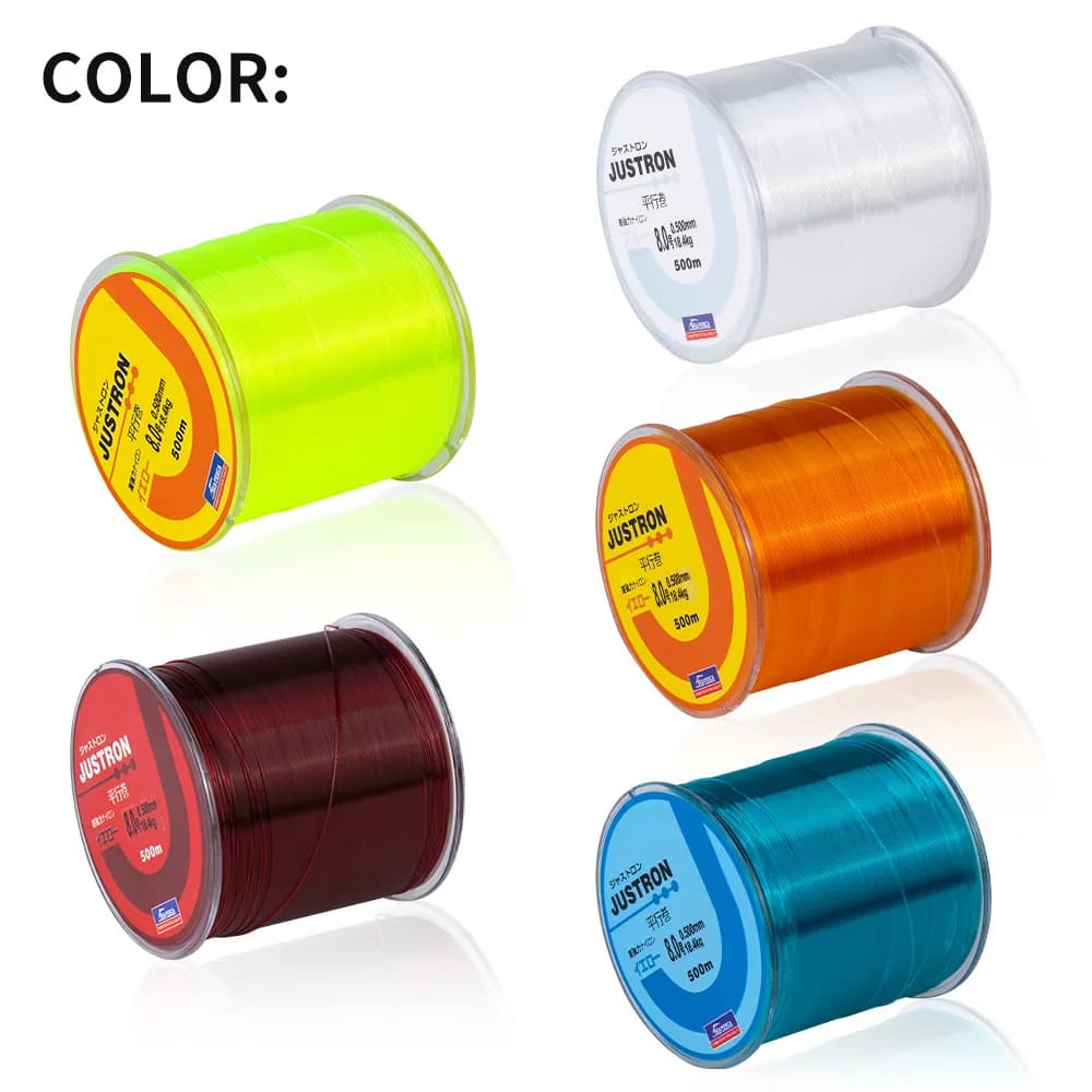 Fil de pêche nylon durable 500 mètres avec leurres colorés pour canne mer et pêche rocheuse