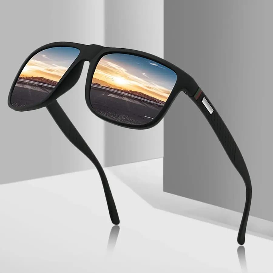 Lunettes carrées vintage de luxe polarisées - Homme Femme pêche conduite UV400 marque designer