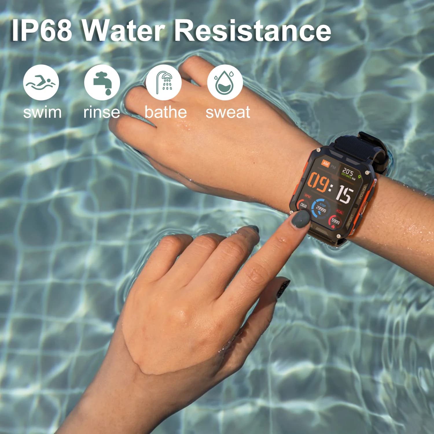 C20 Pro smartwatch homme assistant vocal IP68 étanche appels Bluetooth sport outdoor