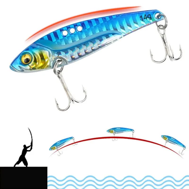 Leurre de pêche VIB métal 7g 10g 18g, leurre dur cuiller vibrante avec hameçon triple pour