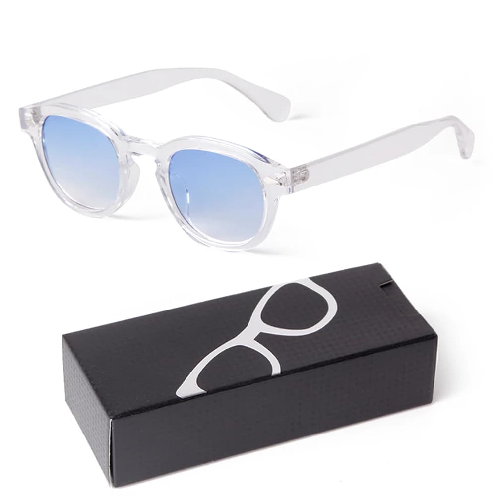 Lunettes de soleil dégradé bleu pêche vintage carrées unisexes design rétro tendance