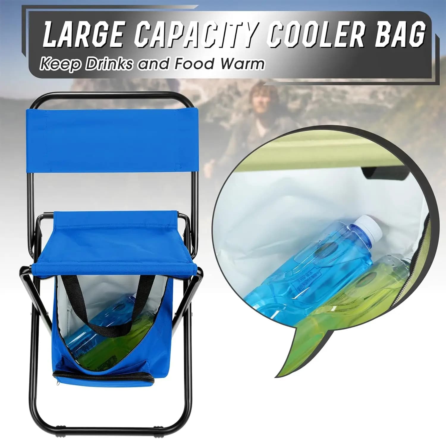 Chaise lune pliante pêche avec glacière détachable portable ultralégère pour camping plage