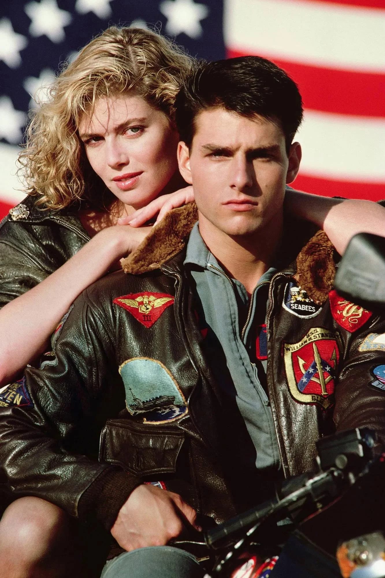 Veste aviateur cuir PU Top Gun Maverick Tom Cruise - Blouson militaire pilote avec patch brodé