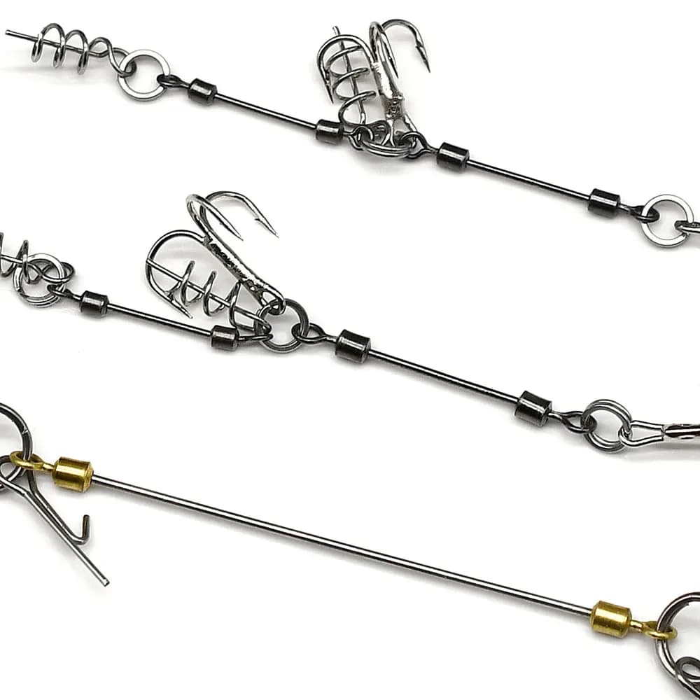 Rig stinger Topranc 3 tailles avec hameçons doubles et connecteur liège pour pêche du brochet