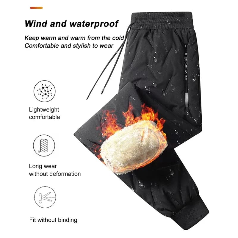Pantalon jogging laine mouton homme hiver épais pour pêche par grand vent froid