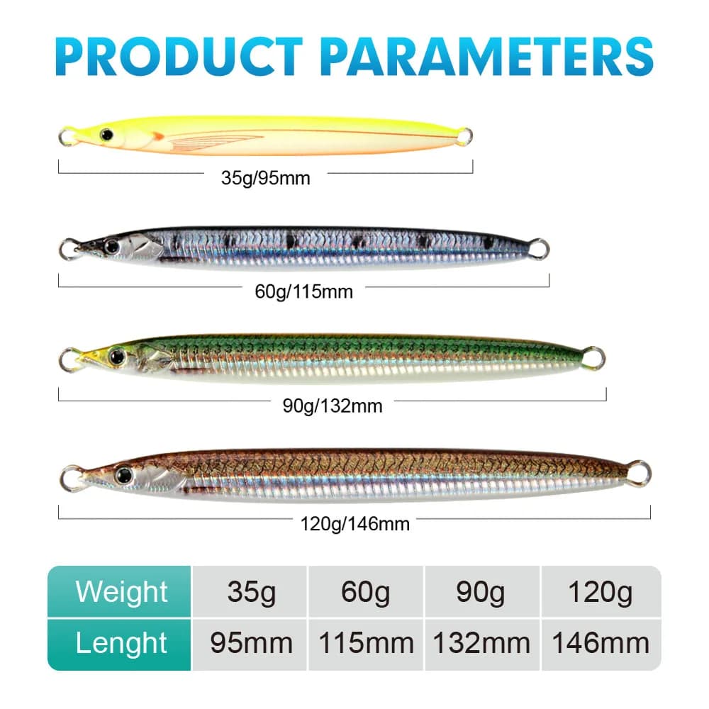 Leurre FSTK Sand Eel 35g-120g pour jigging côtier et pêche offshore longue distance