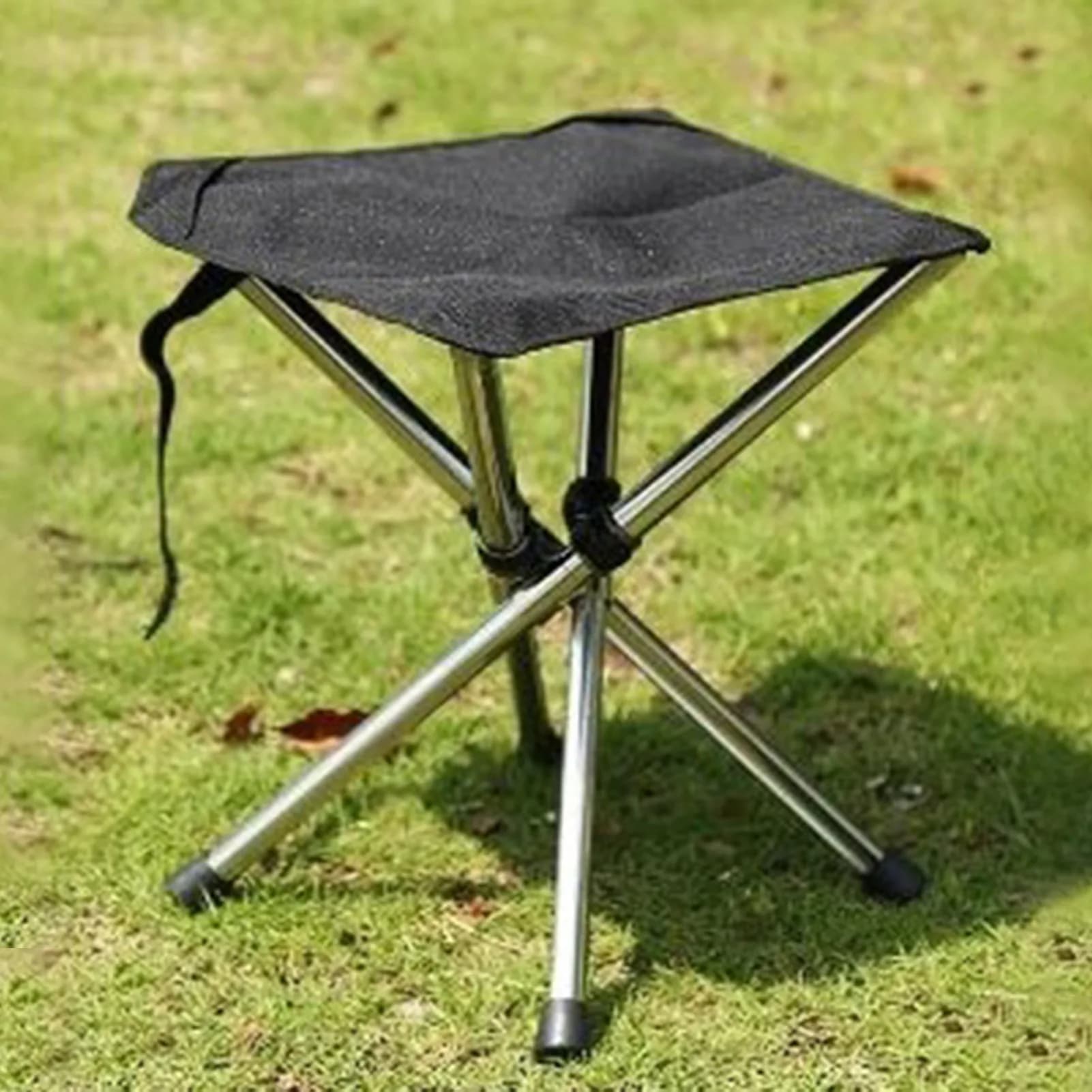 Tabouret tripode pliant camping portable - Siège pêche plage petit format pour équipement compact