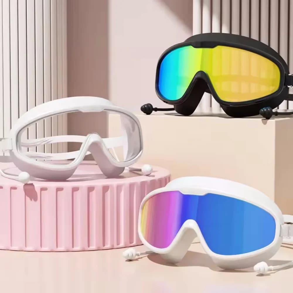 Lunettes de plongée extérieure grand champ anti-buée avec bouchons d'oreilles pour adulte et jeunesse