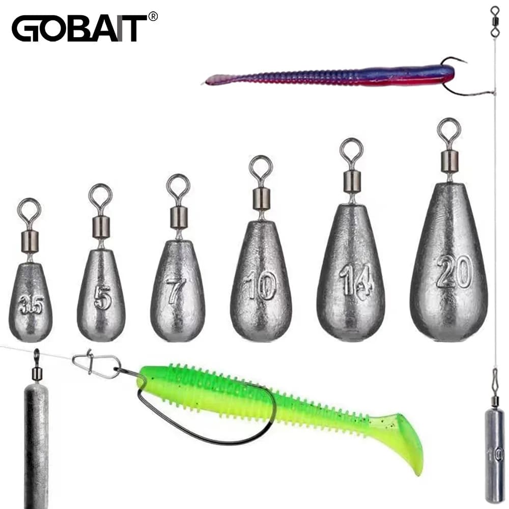Plombs drop shot 5 pièces 3.5g à 20g tube bullet rapide avec émerillon pour pêche verticale et précise