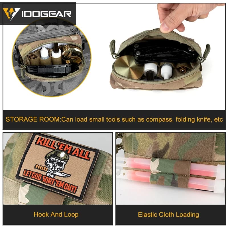 Pochette tactique IDOGEAR nylon pour pêche - Compatible MOLLE, fermeture YKK, idéale randonnée