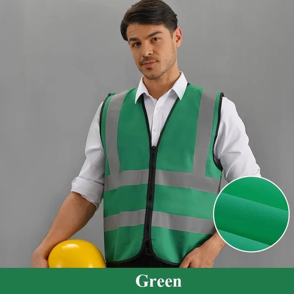Veste sécurité haute visibilité pêche - Bandes réfléchissantes avant zip - Uniforme entrepôt pêche