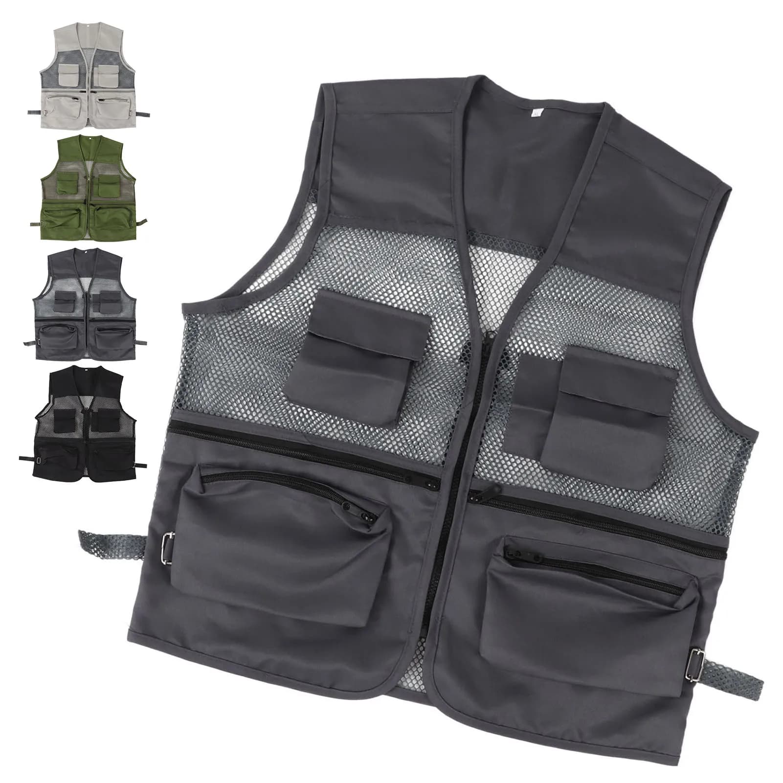 Veste de pêche militaire respirante avec multiples poches pour activités de plein air