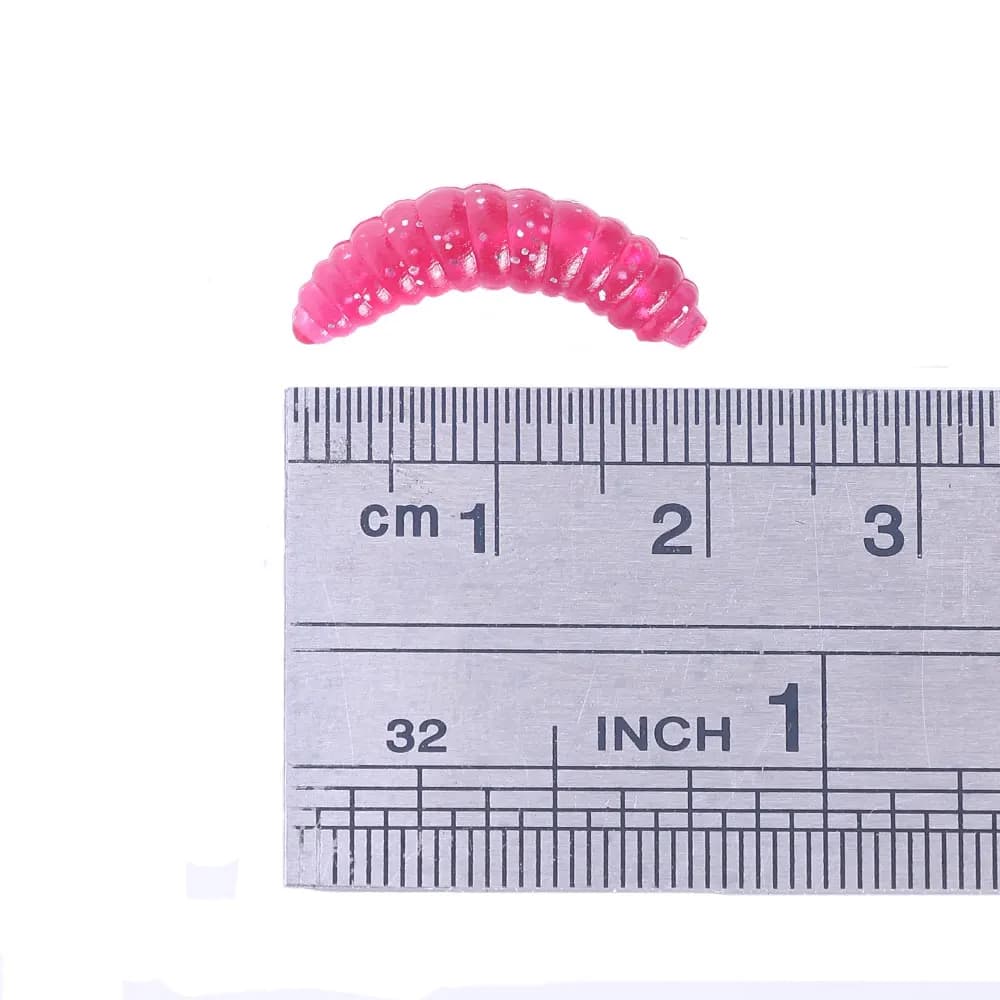 50pcs vers luisants appâts souples 2cm asticots crevettes pour pêche brochet perche carpe
