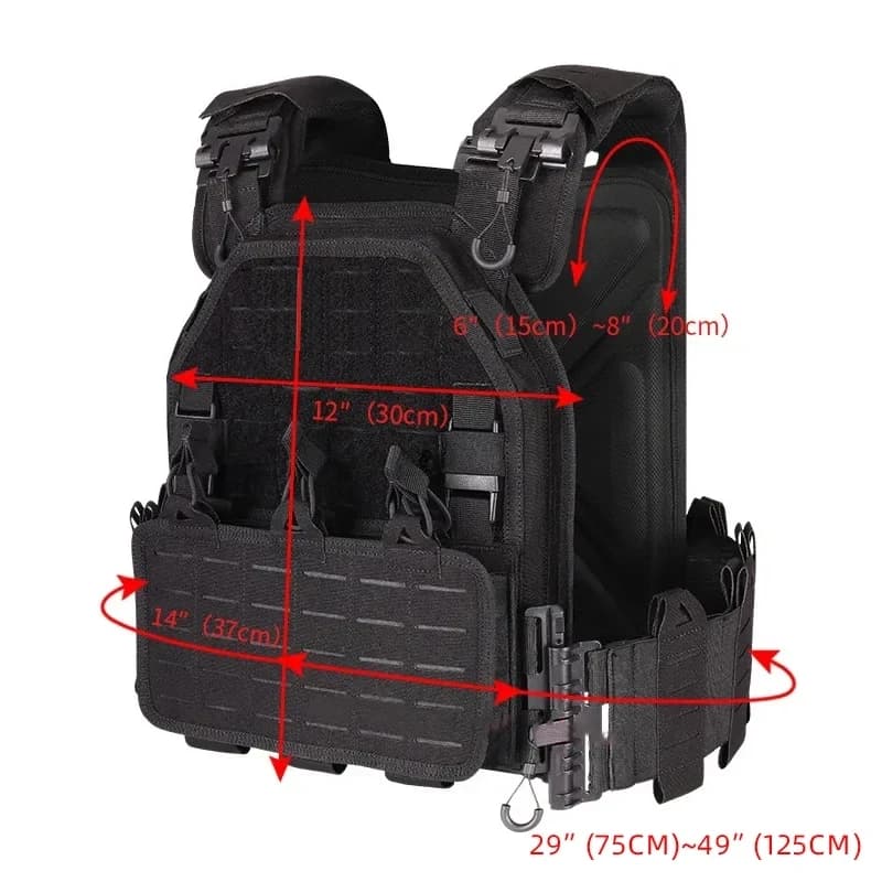 Gilet tactique YAKEDA 6094 détachable rapide - Équipement de pêche noir qualité supérieure laser cut