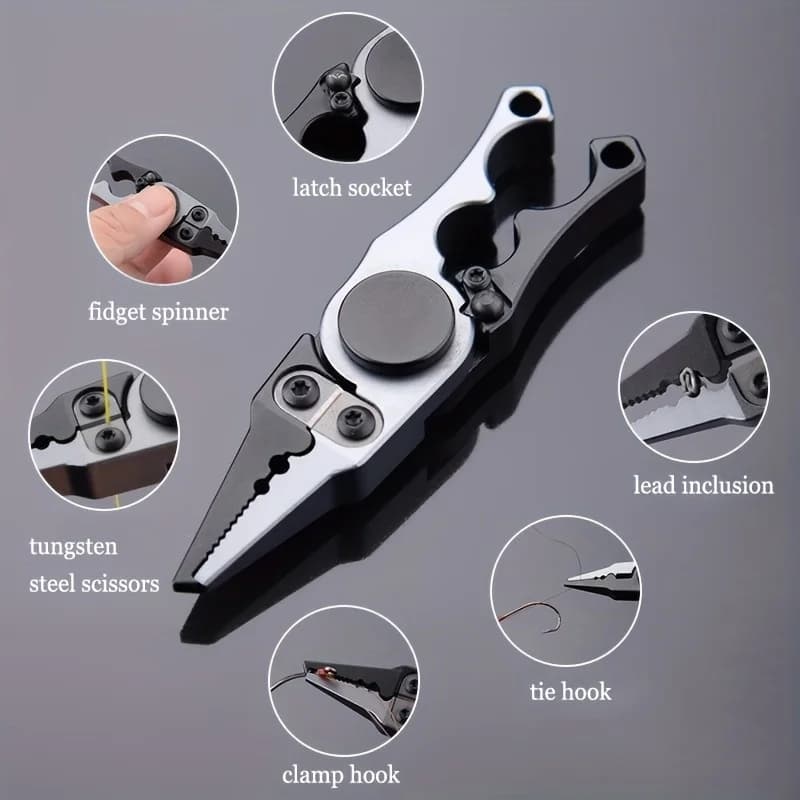 Pince de pêche durable en alliage d'aluminium avec gyroscope et lame acier tungstène - Équipement pêche