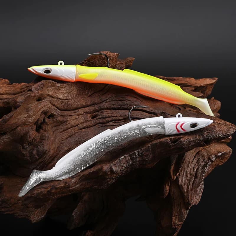 Leurre souple BLUX Happy Sandeel 13cm/27g avec queue palette pour vibrations marines
