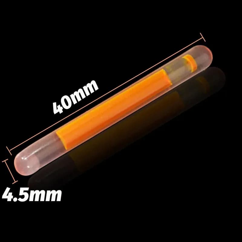 10 bâtons luminescents fluorescents 4.5x40mm pour cannes et flotteurs - Éclairage pêche de nuit