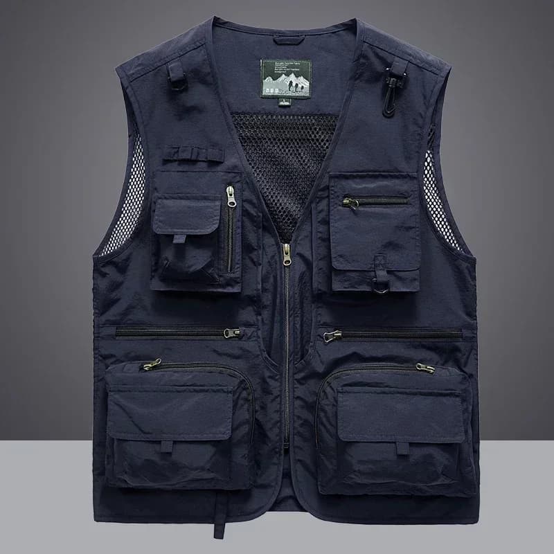 Veste sans manches pêche estivale homme avec poches outils et mesh respirant 6XL