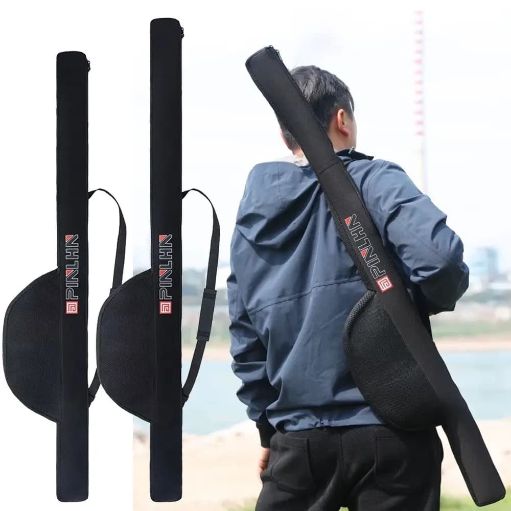 Nouveau sac canne à pêche portable pliable avec sangle - Étui 118/128cm pour canne et moulinet