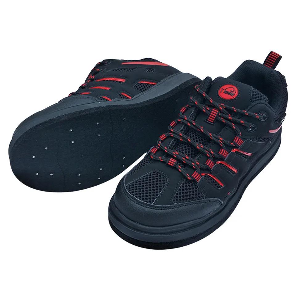 Chaussures de pêche à la mouche - Sneakers aquatiques avec semelle feutre cloutée antidérapante pour pêche en rivière