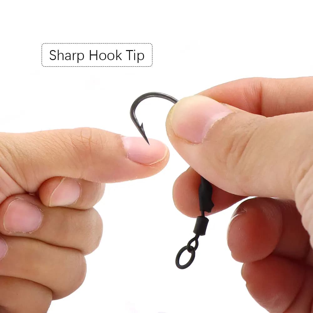 4PCS Ronnie Rig curve shank hameçons barbelés pop-up esche boilie screw hair rig terminal tackle