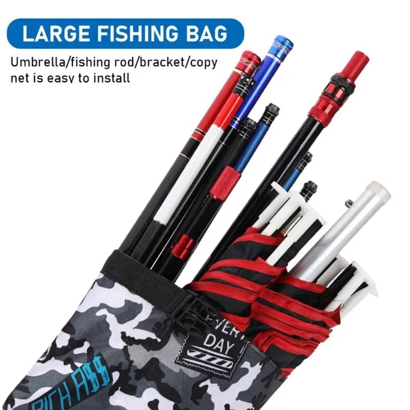 Sac pliant pêche camouflage étanche grande capacité - Poche de rangement pour cannes et accessoires