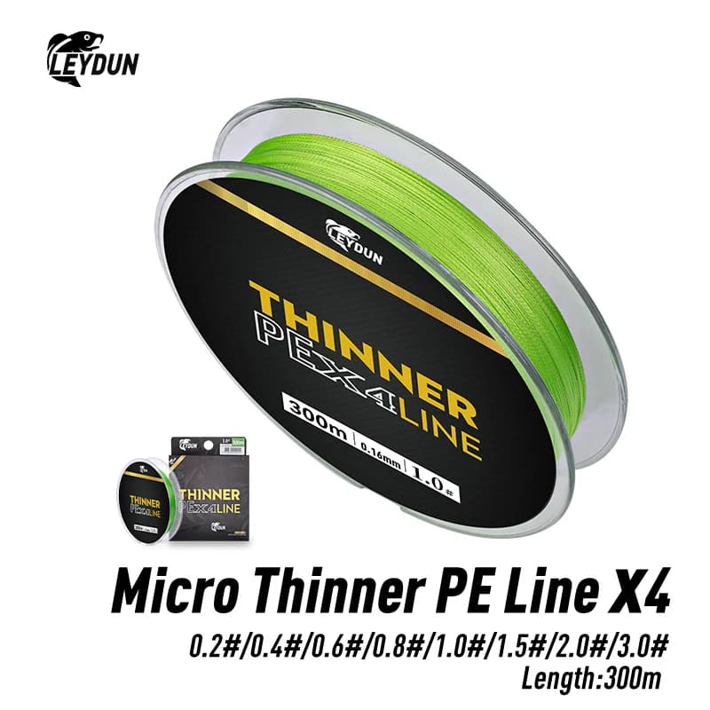 Ligne de pêche Leydun Micro Thinner 300m 4 brins PE Japon - Fil monofilament carpe et pêche à la mouche