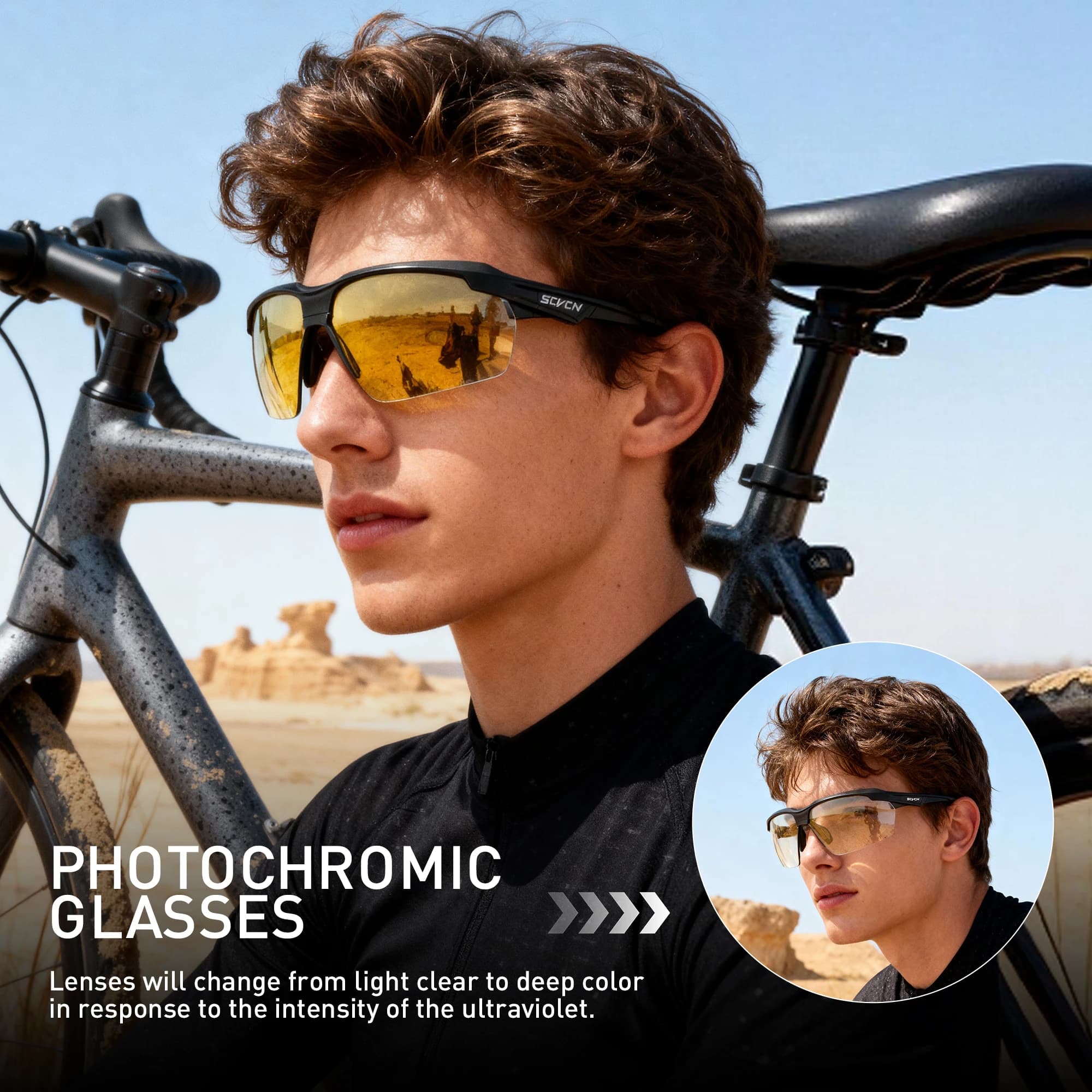 Lunettes photochromiques colorées pour vélo, chasse, airsoft - Mode outdoor et pêche sportive