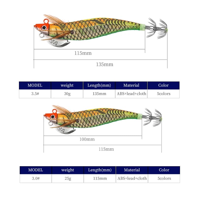 Leurre japonais SQUID KING 30g/25g pour pêche au calmar et poulpe - jig head qualité professionnelle